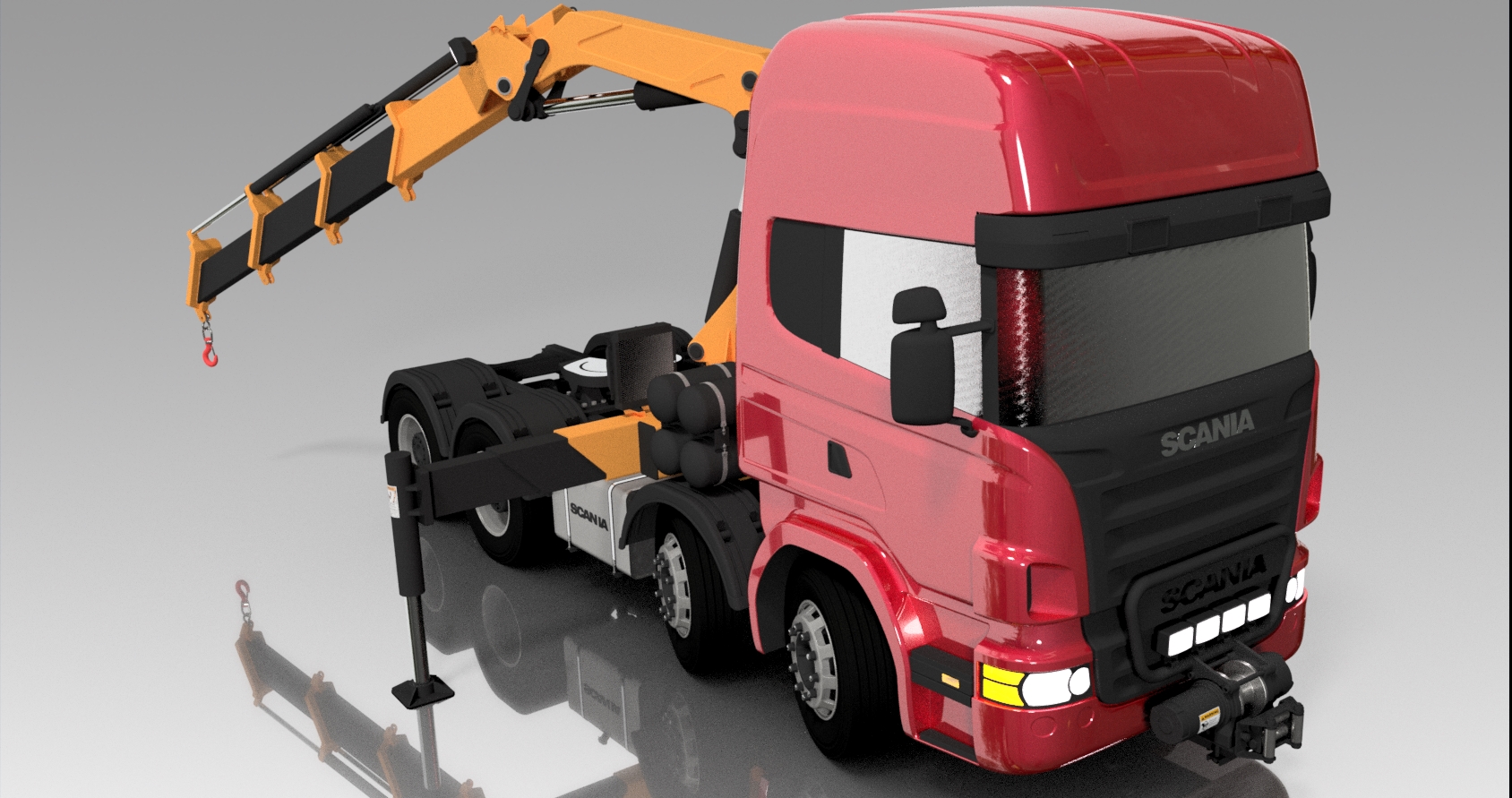 随车吊带起重机支架吊臂3D数模图纸 STEP格式